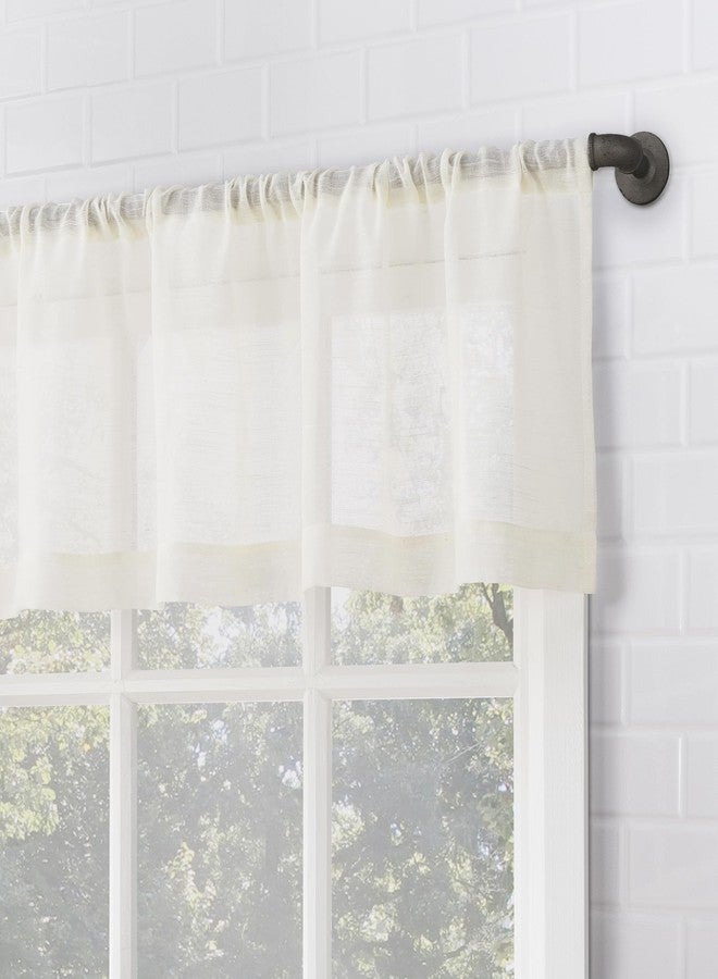 Archaeo Slub Textured Linen Blend 2-Pack Cafe Curtain Pair, 56" W x 36" L, Ivory - Image 2